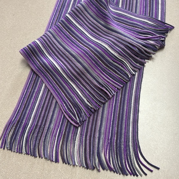 Purple and gray fringed scarf 68” long by 22” wide - Picture 4 of 6